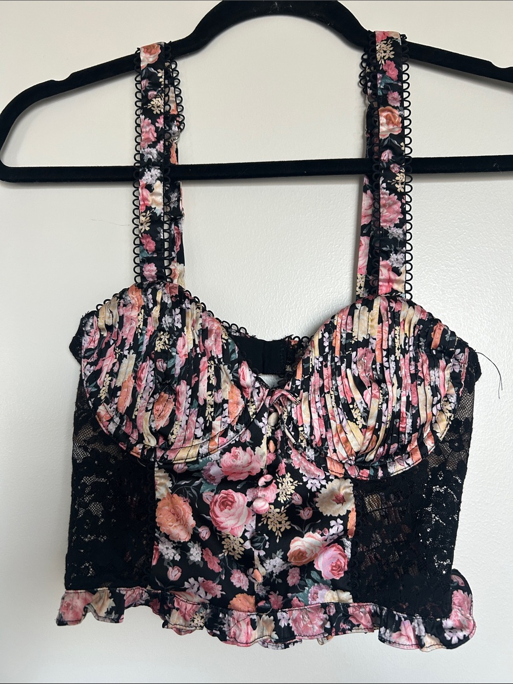 For Love & Lemons: Floral Lace Bustier Crop Top